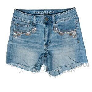 American Eagle Demin Jean Shorts With Blilig Women's Size 4
